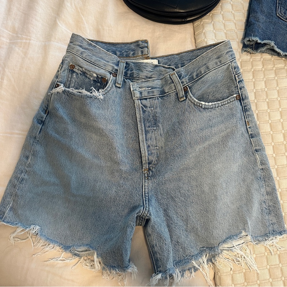 Agolde criss cross jean shorts